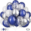 Navy Blue and Silver Balloons 60PCS, 12 Inch Navy Blue Metallic Silver and by Paeyeq
