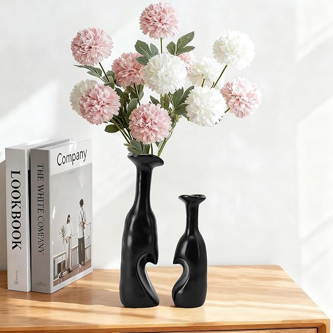 Heart Shaped Small Ceramic Vases Set of 2 Home Decor Boho Vase Modern Matte - Image 4