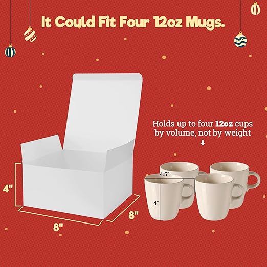 MESHA 8x8x4 Gift Box 50 Pack White Gift Boxes - Image 2