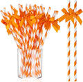 100 Pcs Fall Orange Paper Bow Straws by Potchen