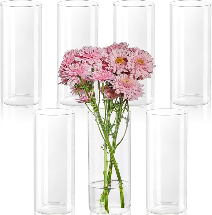 7pcs Glass Cylinder Vases for Centerpieces by Unknown