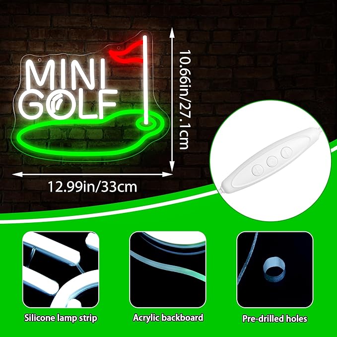 Mini Golf Neon Sign for Wall Decor Golf Neon Light for Man Cave Dimmable LED - Image 3