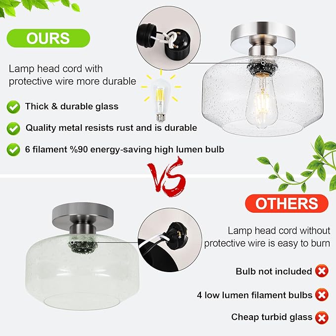 Semi Flush Mount Ceiling Light, Vintage Style - Image 5