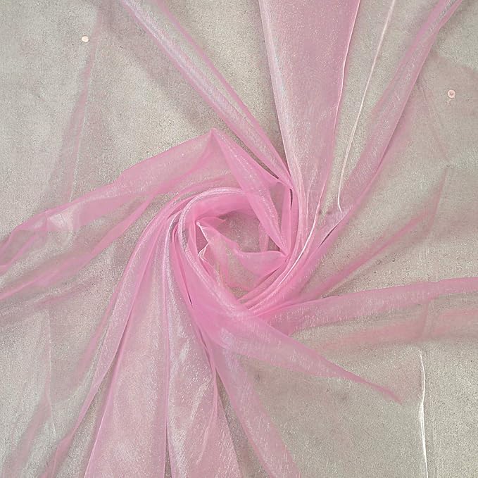 VDS Pink Organza Fabric, 25 Yards Continuous, 45” Wide, Wedding Party by VDS