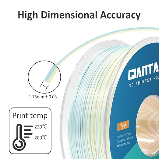 GIANTARM 3D Printer Filament Silk PLA, 1.75mm Gradient Rainbow PLA Color - Image 3