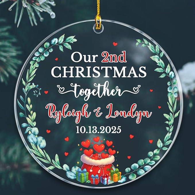 Our 2ND Christmas Together Ornament 2025, Personalized Date & Names Couple by BixDori