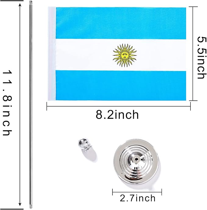 ZXvZYT 2 Pack Argentina flag Argentine Table Flag Small Mini Argentina Desk - Image 2