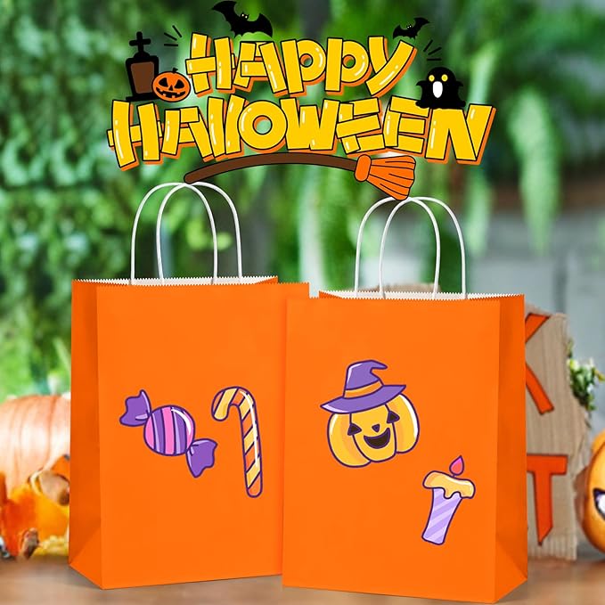 BagDream 8x4.25x10.5 Inch 100Pcs Orange Gift Bags Medium Size, Kraft Paper Bags - Image 3