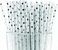 Pack of 900 Silver Polka Dot Foil Biodegradable 4-Ply Paper Drinking Straws by Stephanie+Imports