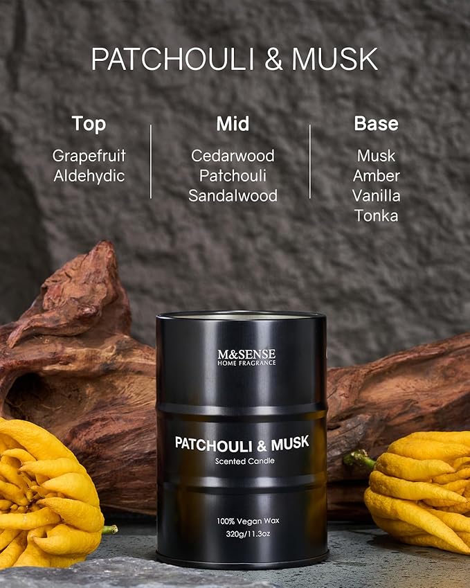 M&SENSE Patchouli Musk Scented Candle, Gifts - Image 2