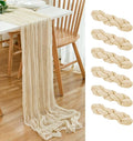 6 Pack Beige Cheesecloth Table Runner 21x120 Inch Boho Wrinkled Sheer Romantic by Dspoot