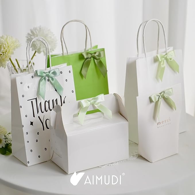 AIMUDI 5 Colors Sage Green Ribbon Bows 2.5" Satin Twist Tie Bows - Image 9