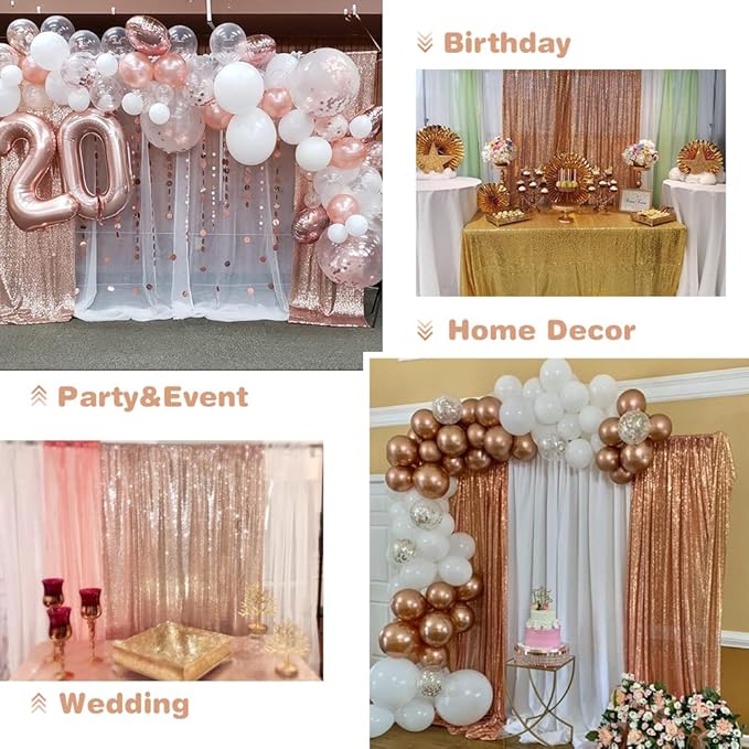 Eternal Beauty Sequin Backdrop Curtain, 6FT x 8FT Rose Gold Background - Image 9