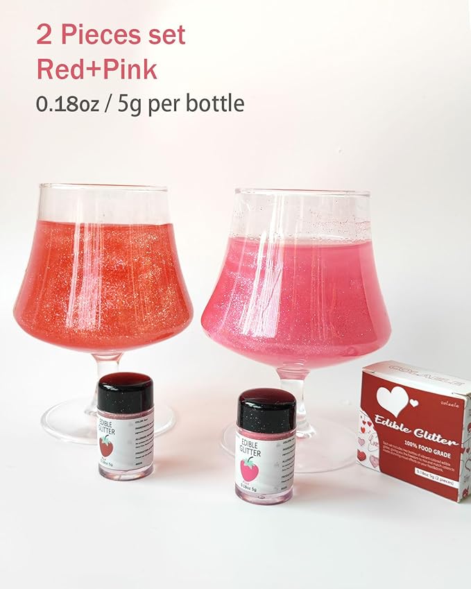 Red Pink Edible Glitter Glimmer Powder - Image 3