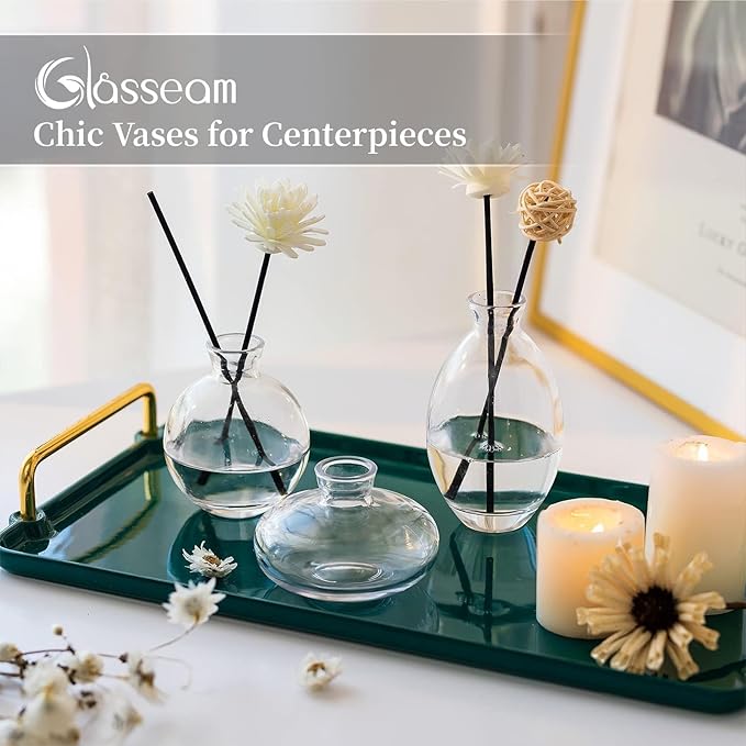 Glass Bud Vase for Centerpieces: 12Pcs Glasseam Clear Mini Small Vases for - Image 3