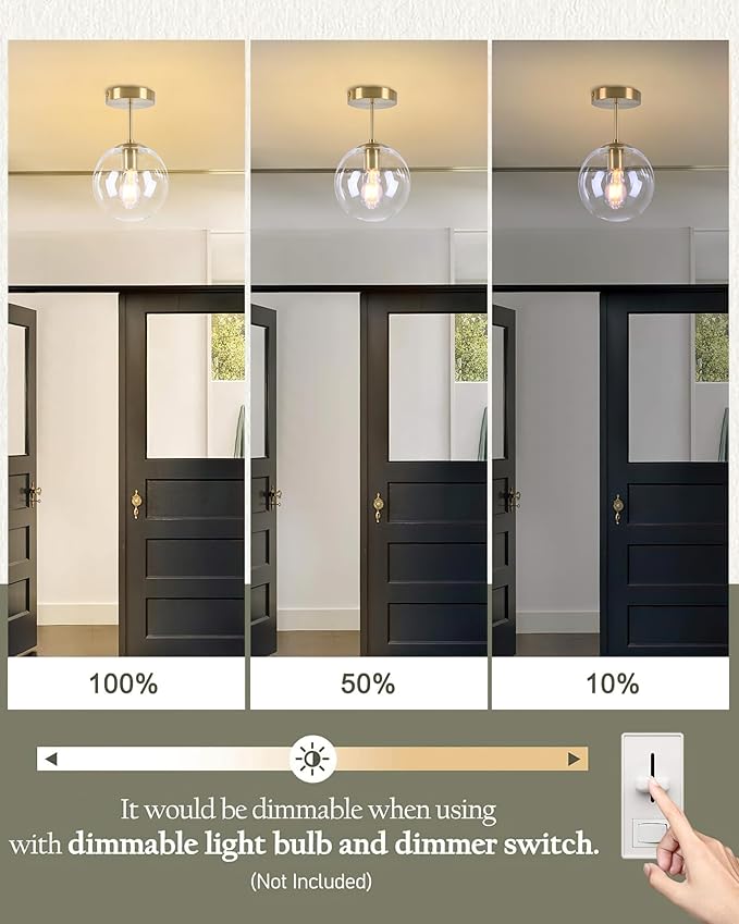 Globe Semi Flush Mount Ceiling Light, Contemporary Mid Century Modern Style - Image 8