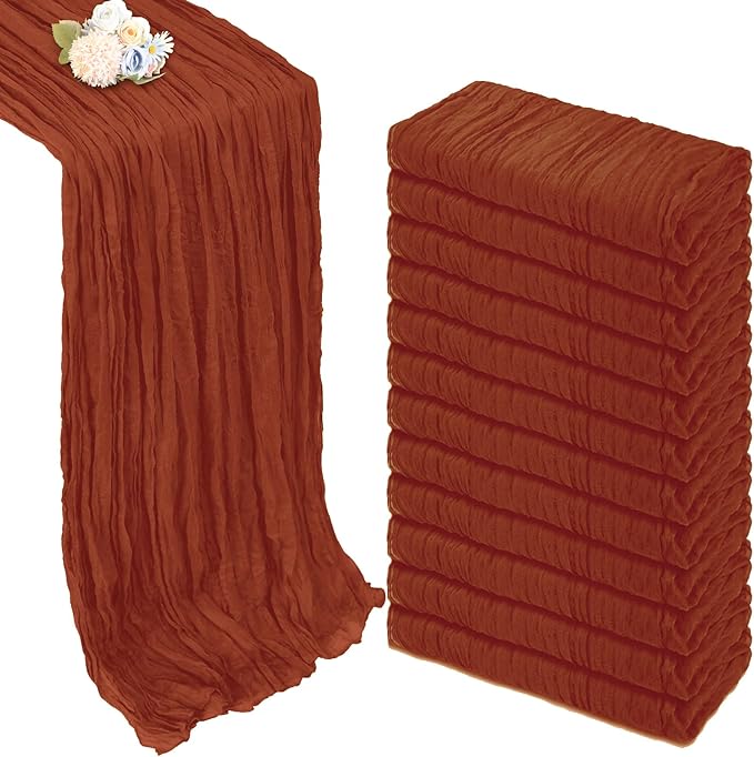 12 Pack Fall Thanksgiving Table Runner Terracotta Cheesecloth 10ft Boho Gauze by Pepmily