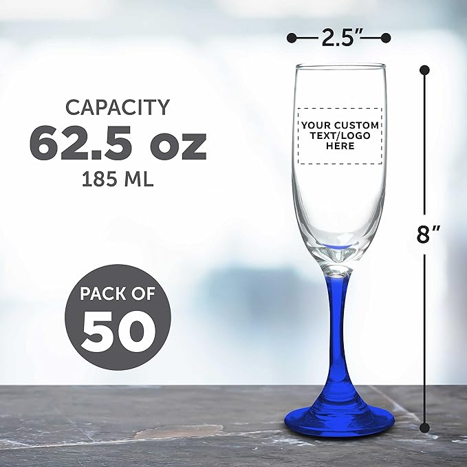 DISCOUNT PROMOS Custom Premiere Champagne Flutes 6.25 oz. Set of 50, - Image 5