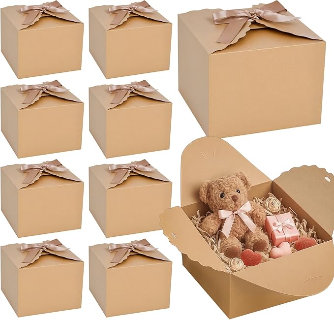 VGOODALL 10PCS Gift Boxes, 4.7" x 4.7" x 3.5" Brown Candy Boxes by VGOODALL