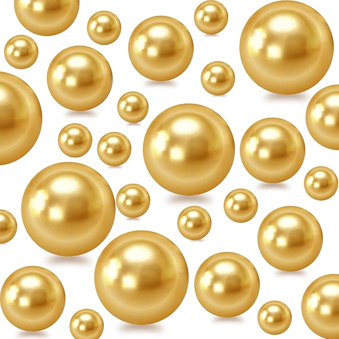 150Pcs Gold Polished No Hole Faux Pearl Beads by Cusmation