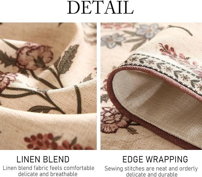 ISAENNE Designer Light Beige Linen Extra Long Table Runner 118 Inches, Vintage - Image 5