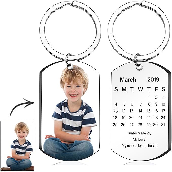 Personalized Double-sided Photo Text+Icons Keychain Drive Safe Boy Girlfriend - Image 2