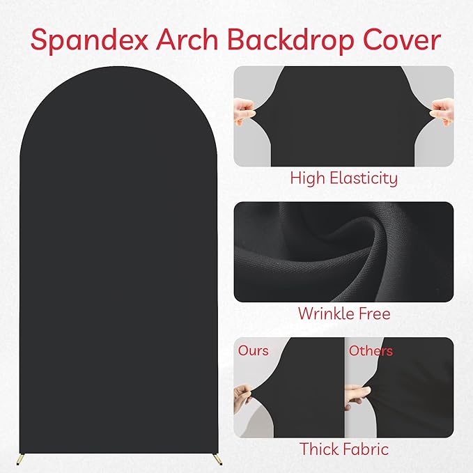 Arch Backdrop Stand Cover 6Ft Black Thick Spandex Fabric Arch Backdrop Cover - Image 5
