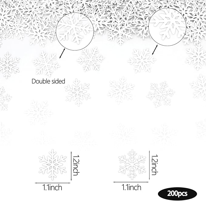 200PC White Snowflake Confetti Christmas Decorations Mini Snowflakes Table - Image 2