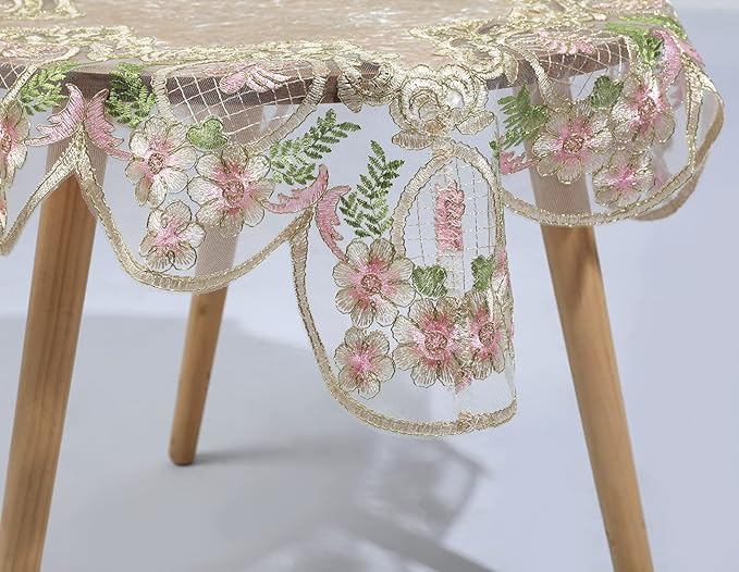 vctops Damask Lace Patchwork Tablecloth Luxury Square Small Table Cover Elegant - Image 4