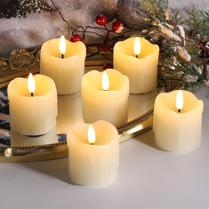 Eywamage Ivory Dripping Wax Flameless Votive Candles - Image 5