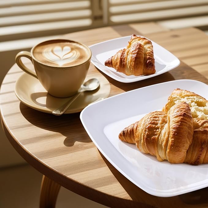 PULOTE 100PCS White Plastic Plates - Image 6