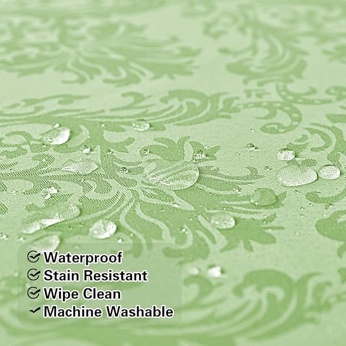 SASTYBALE Jacquard Damask Tablecloth Rectangle 52 x 70 Inch Light Green - Image 5