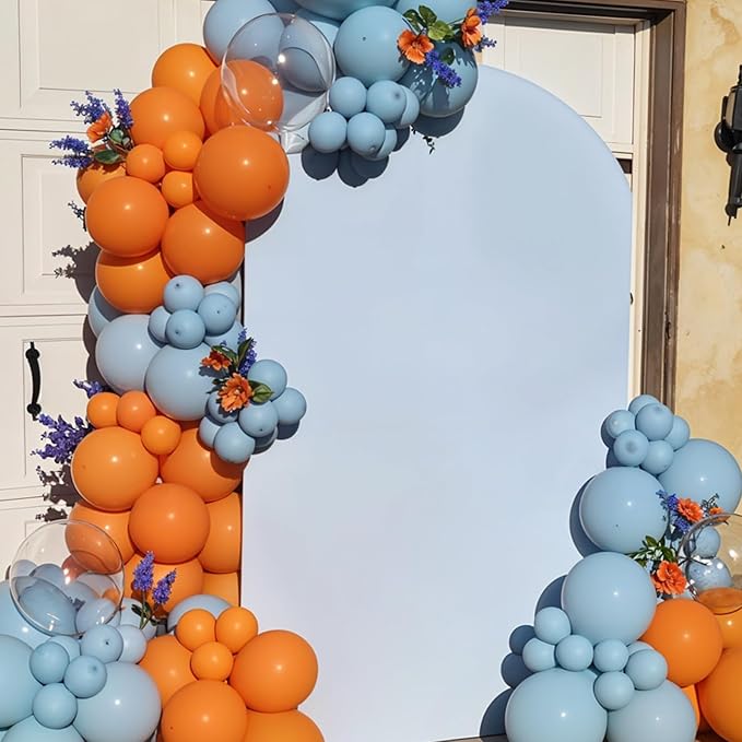 Blue and Orange Balloons, Retro Orange Dusty Blue Teal Ivory Beige Balloon - Image 7
