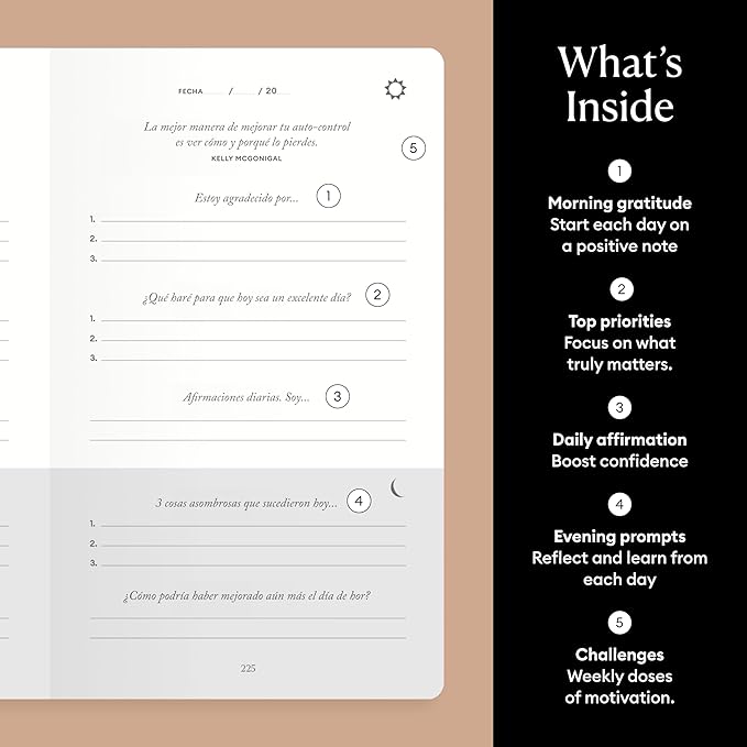 Intelligent Change Spanish Five Minute Journal, Original Daily Gratitude Journal - Image 4