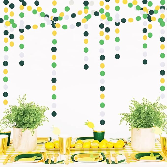 Yellow Green White Party-Decorations Garland - 52Ft Spring Summer Hanging Paper - Image 7