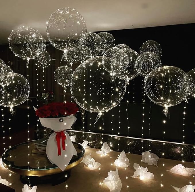 Warm White Led Balloons 6set Light up Balloons Clear Bobo Balloons - Image 5