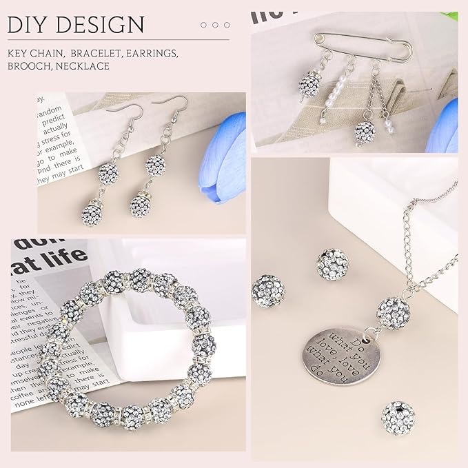 200pcs 10mm Black White Rhinestone Beads - Image 5