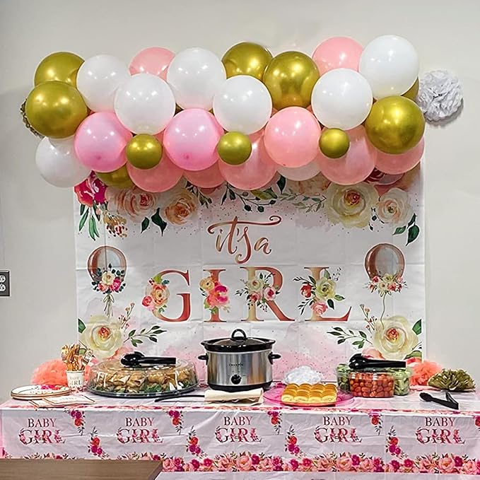 Pink Gold Balloons Set, 12 Inch Pink White Latex Balloons Pink Confetti Helium - Image 6