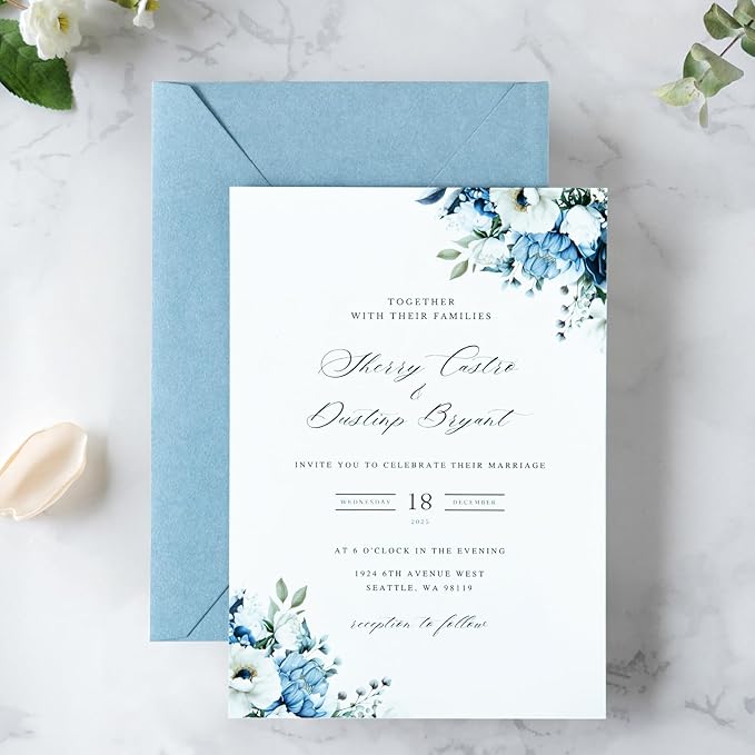 PONATIA 50 PCS A7 Envelopes, 5.25 x 7.48'' Matte Dusty Blue Envelope - Image 2