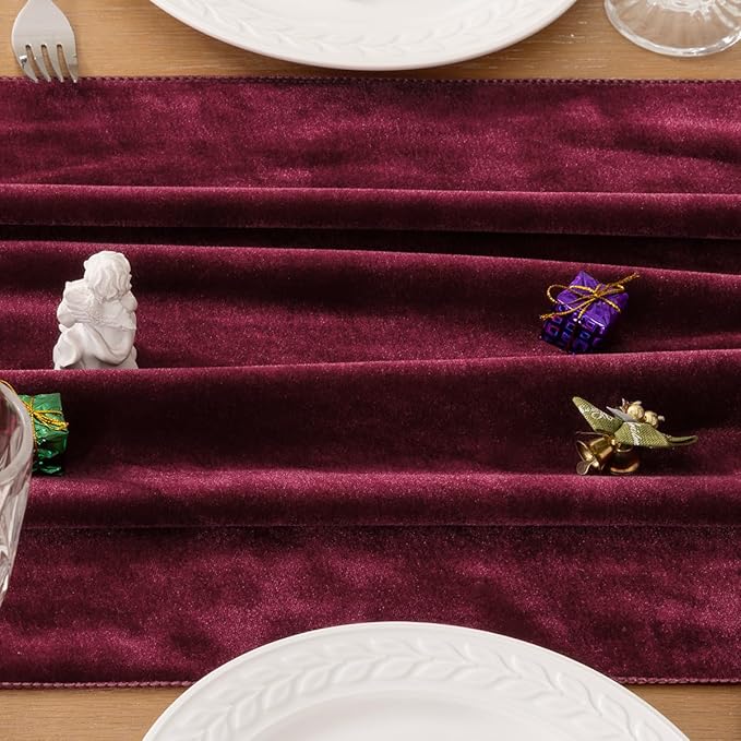 MLMC 2 Pack Burgundy Velvet Table Runner 10ft Elegant Luxury Wine Red Velvet - Image 7
