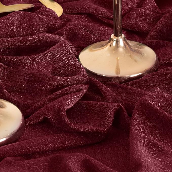 MLMW Christmas Wedding Arch Draping Fabric 2 Panels 29" x 20Ft Burgundy Sheer - Image 4