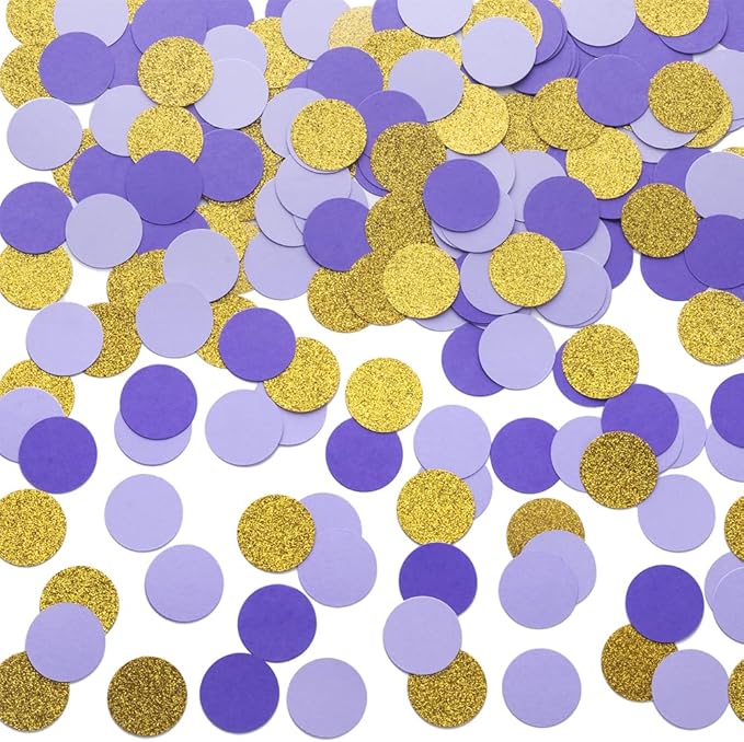 Gold and Purple Lavender Confetti Table Decoration by MOWO
