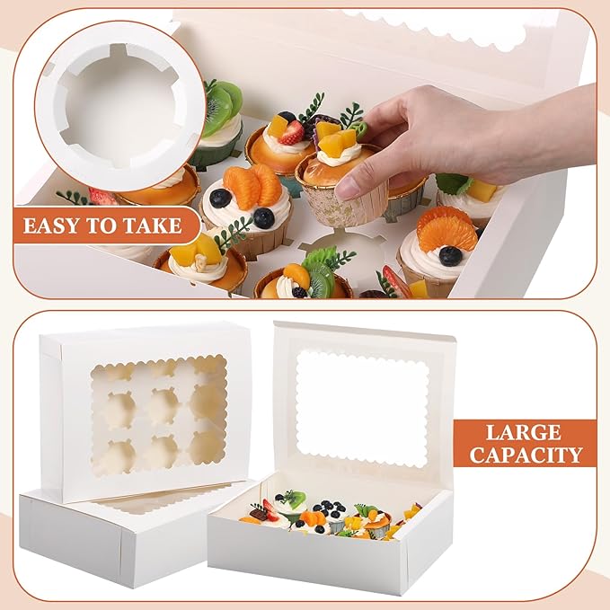 36 Pack Cupcake Boxes Hold 12 Standard Cupcakes Disposable Cupcake Containers - Image 4