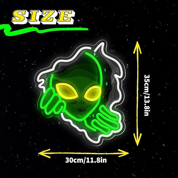 Alien Neon Sign, Dimmable Green Alien Led Neon Lights - Image 2