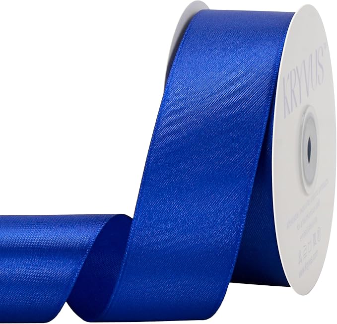 Royal Blue Satin Ribbon 1-1/2 inch X Continuous 50 Yards, Single Face Polyester by Kryvusribbon