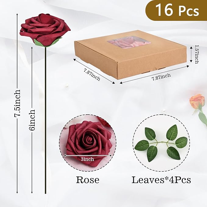 BLEUM CADE 16Pcs Artificial Flowers Fake Roses - Image 3