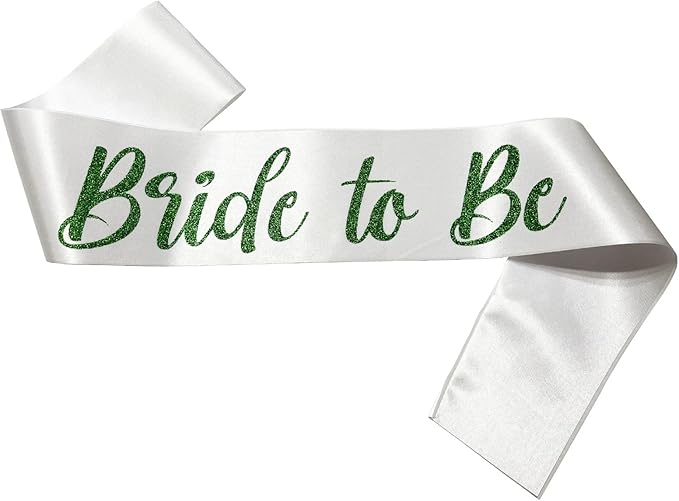 White with Green Letters Bride to Be Sash, Bride Sash Bachelorette Party Bridal by NAUXIUDSJS