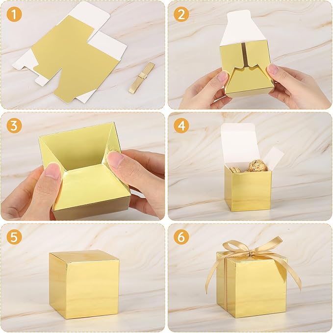 EUSOAR Small Gift Boxes with Lids, Cube Candy Box Mini Muffins Macaron Container - Image 4