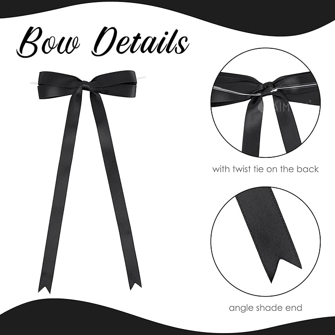 AIMUDI Black Bow 5 × 10" Satin Bow - Image 4