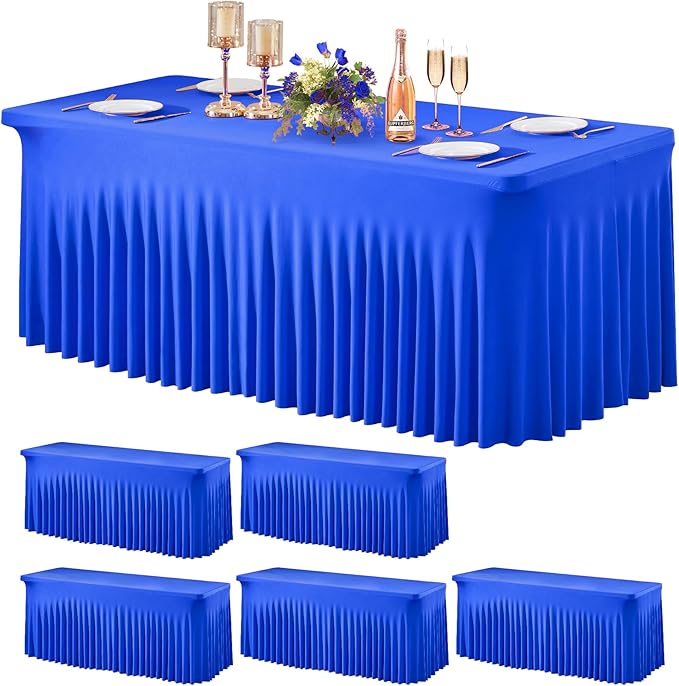 Wish Care 6 Pack Royal Blue Spandex Table Clothes by WishCare